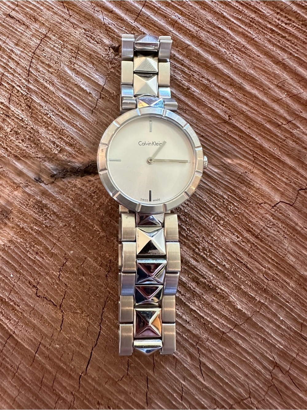 Calvin Klein Silver Pyramid Link Ladies Watch